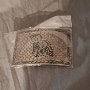 Silver Horse Design Belt Buckle